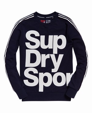 Superdry Combat Sport Crew Neck Férfi Ugró Sötétkék | CRUHZ2819